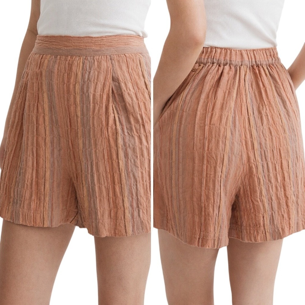 Madewell‎ Womens M Clean Pull-On Shorts in Herringbone Stripe